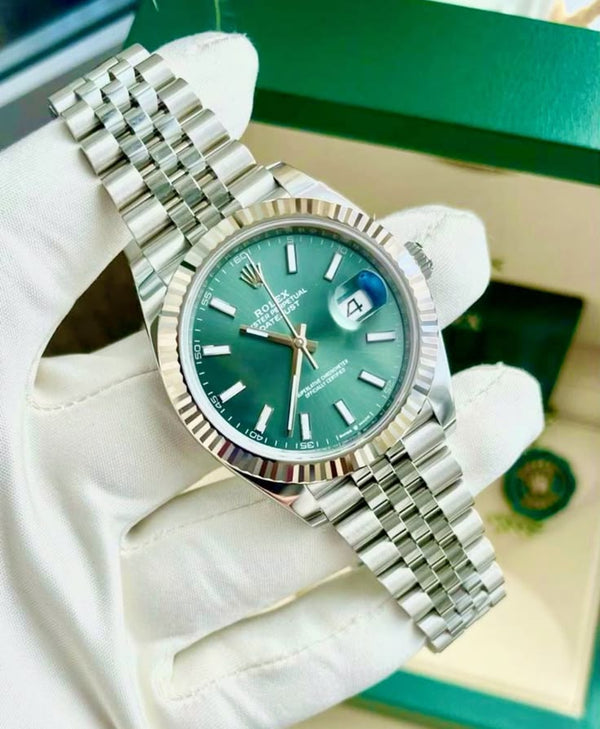 Rolex Datejust 41 Mint Green Dial Fluted Bezel Jubilee