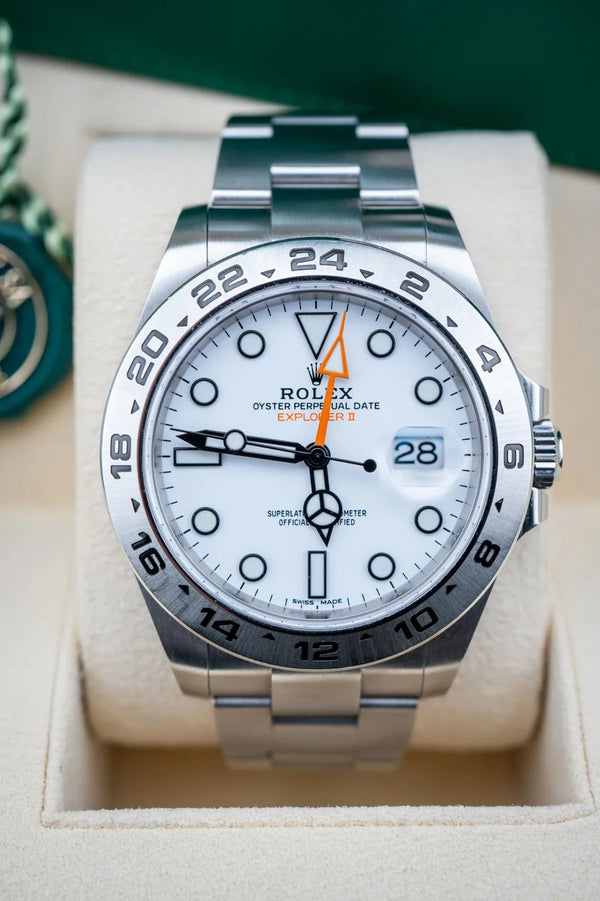Rolex Explorer II White Dial Orange Hand Oyster Bracelet