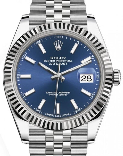 Rolex Datejust 41 Blue Dial Fluted Bezel Jubilee