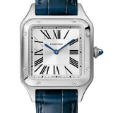 Cartier Santos-Dumont White Dial Navy Alligator Strap