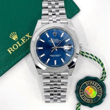 Rolex Datejust 41 Bright Blue Dial Smooth Bezel Jubilee