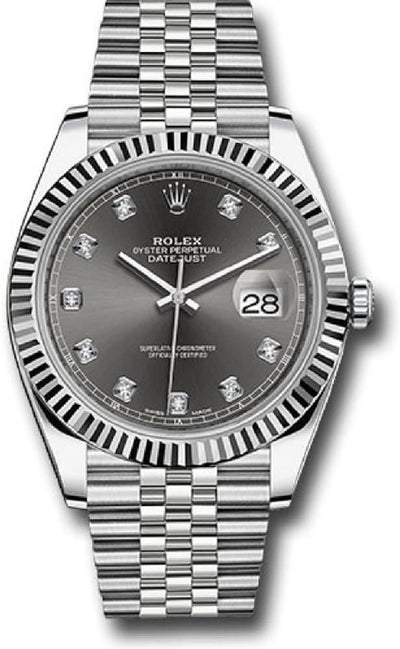 Rolex Datejust 41 Rhodium Diamond Dial Jubilee