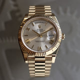 Rolex Day-Date 40 Silver Dial Fluted Bezel President