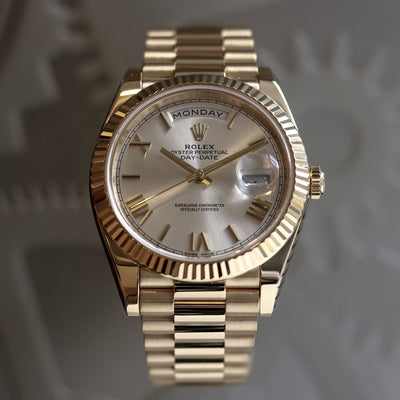 Rolex Day-Date 40 Silver Dial Fluted Bezel President