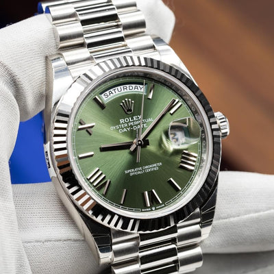 Rolex Datejust 41 Rhodium Dial Green Roman Numerals Jubilee