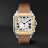 Cartier Santos de Cartier Large White Dial Tan Leather Strap