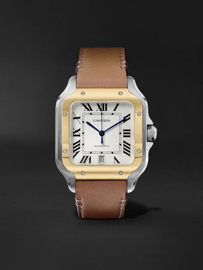Cartier Santos de Cartier Large White Dial Tan Leather Strap