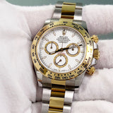 Rolex Cosmograph Daytona White Dial Yellow Gold Bezel Oysterflex