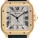 Cartier Santos-Dumont White Dial Green Alligator Strap
