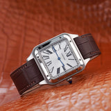 Cartier Santos-Dumont White Dial Brown Alligator Strap